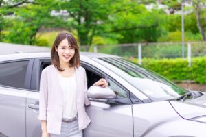 Woman smiling car